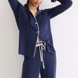 J Crew Navy and White Long Sleeve Pajamas